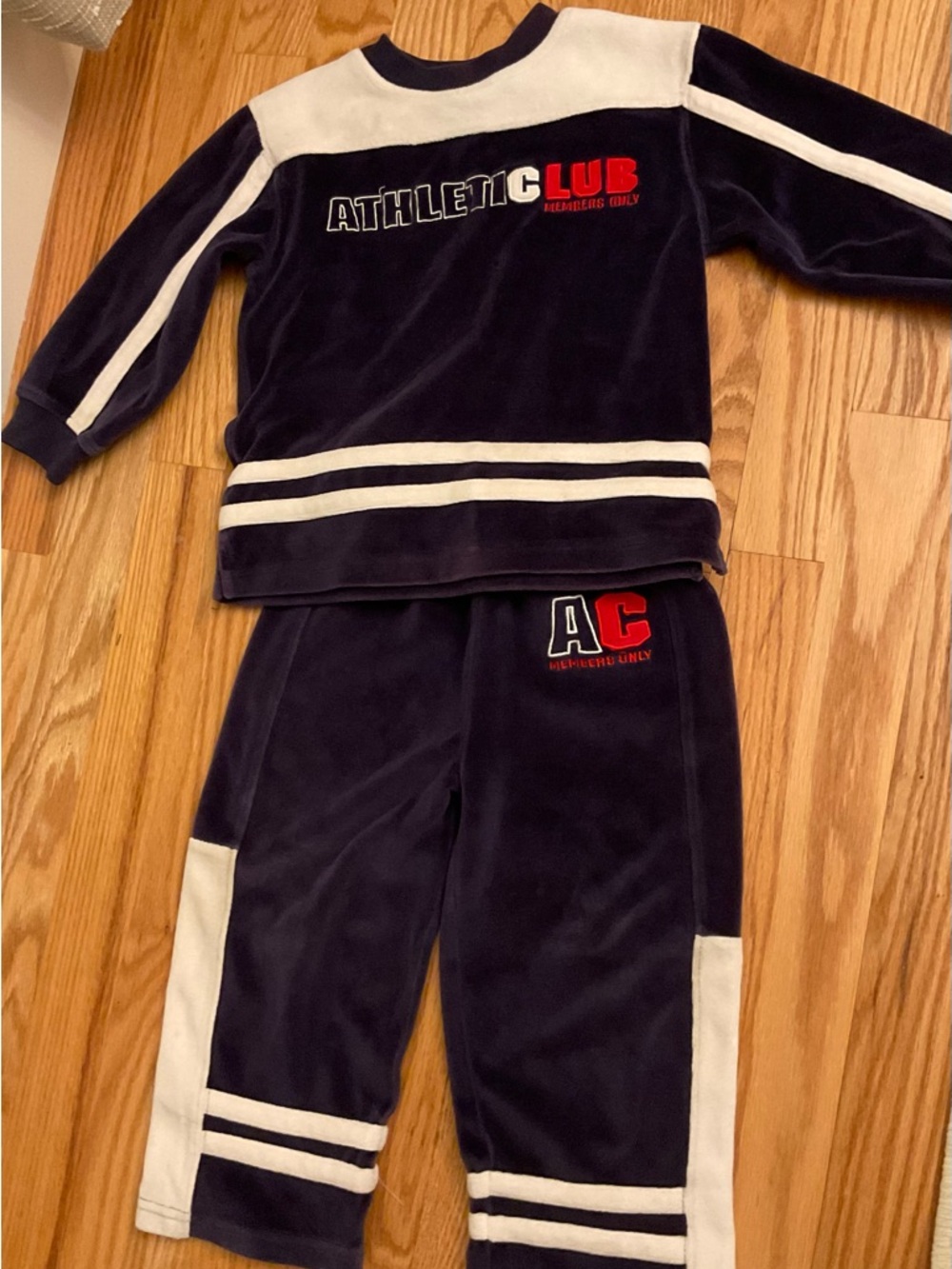 Vintage - Sesame Street Athletic Club Navy & White Velour Tracksuit 3T